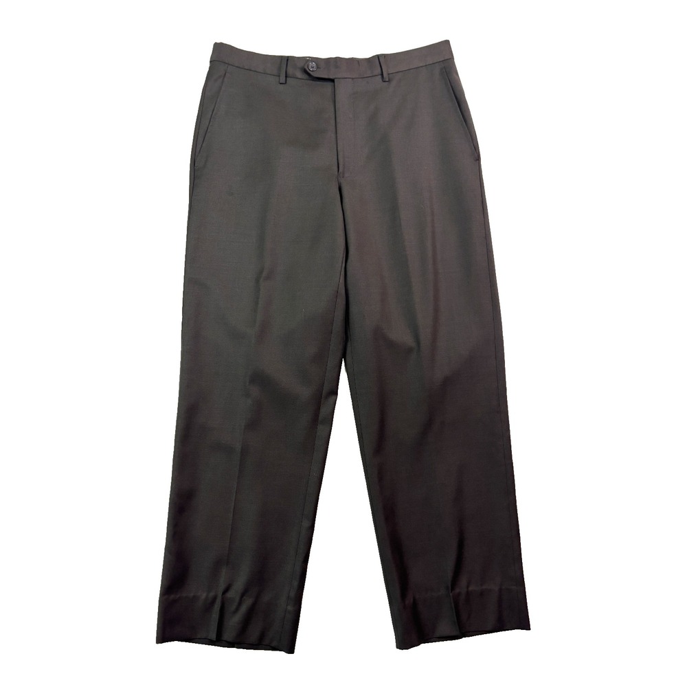 Santorelli 34x29 Brown Dress Suit Pants Luxury Serge‎ Trouser Flat Front Italy
